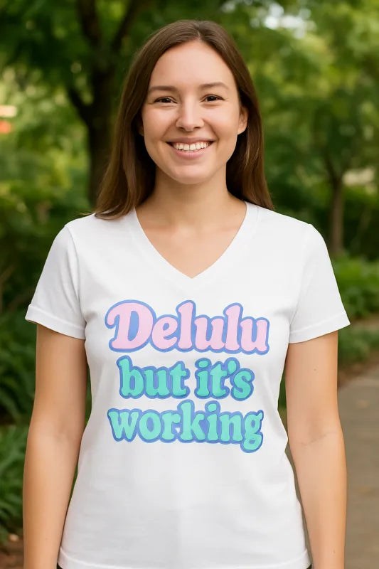 Delulu but it’s working - Women's V-Neck T-Shirt