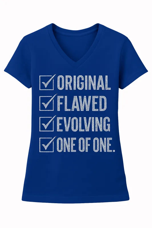 One Of One Check Mark Flawed Original Check List - Women's V-Neck T-Shirt
