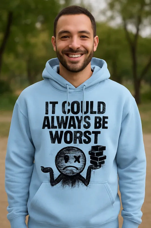 It Could Always Be Worst Smiley Face Brick Wall Distressed - Unisex Hoodie