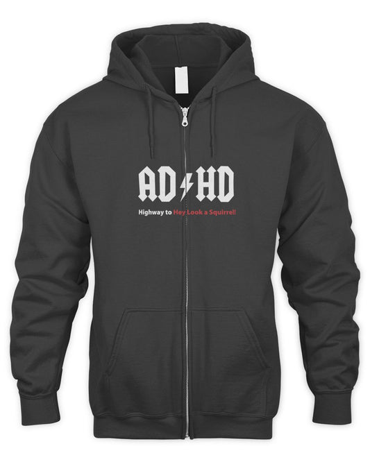 Highway To Hey Look A Squirrel Men's Zip Hoodie