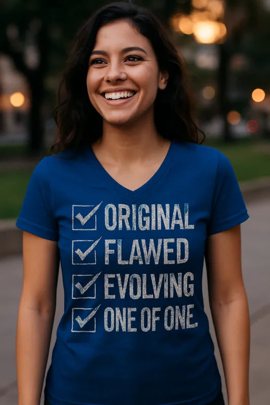 One Of One Check Mark Flawed Original Check List - Women's V-Neck T-Shirt
